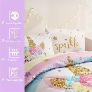 Queen Comforter Justice Faux Fur Unicorn Bedding Queen Bedding
